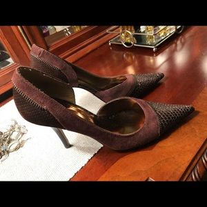 Brown suede pumps